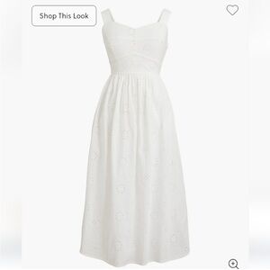 J Crew Factory White Eyelet Midi Dress